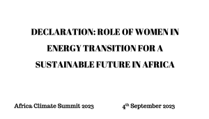Read more about the article Declaration: Role Of Women In Energy Transition For A Sustainable Future In Africa