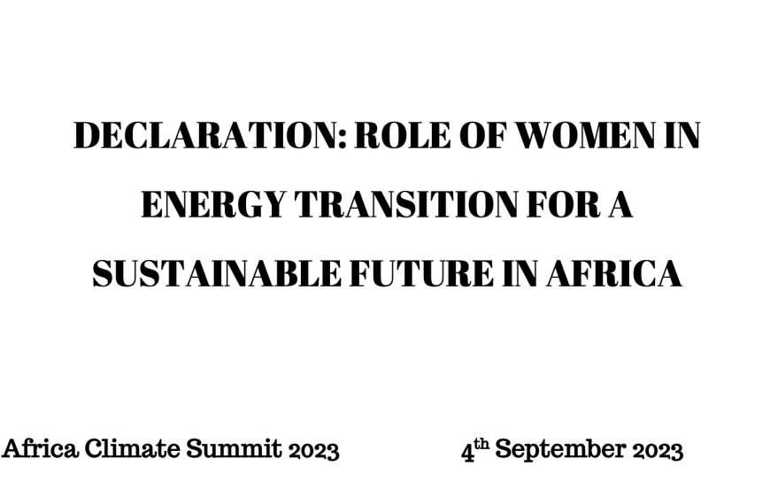 Declaration: Role Of Women In Energy Transition For A Sustainable Future In Africa
