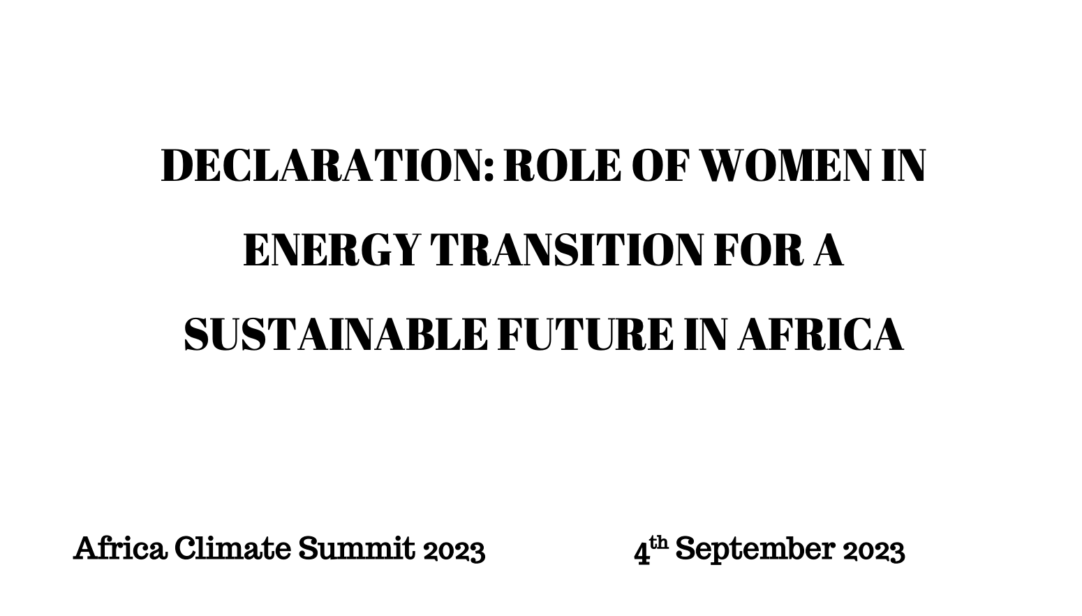 You are currently viewing Declaration: Role Of Women In Energy Transition For A Sustainable Future In Africa